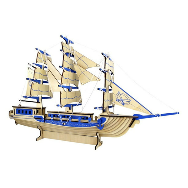 3D Wooden DIY Sailing Ship Toys Puzzle Toy Assembly Model Desk Decoration Kids